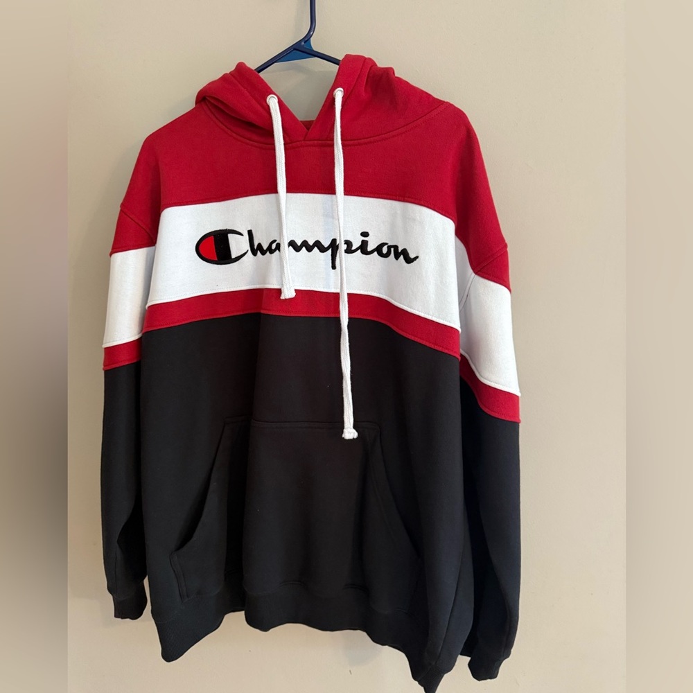 Champion Red and Black Sweatshirt Bold Athletic Style